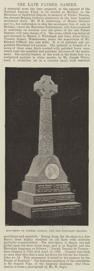 Monument of Father Damien, for the Hawaiian Islands (b/w photo)