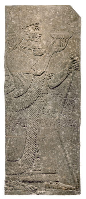 Relief representing King Ashurnasirpal II from Room H in the Palace of Ashurnasirpal II, 883-859 B.C.E. (gypseous alabaster)