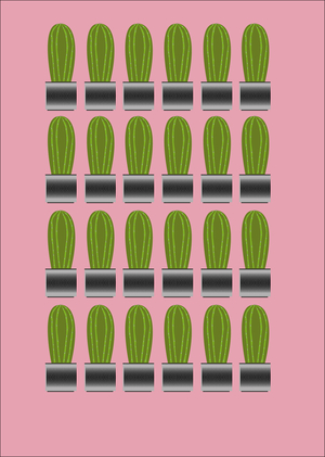 Cactus multiplied on pink, 2019