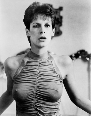 Jamie Lee Curtis, Half-Length Publicity Portrait for the Film, "Trading Places", Paramount Pictures, 1983 (b/w photo)