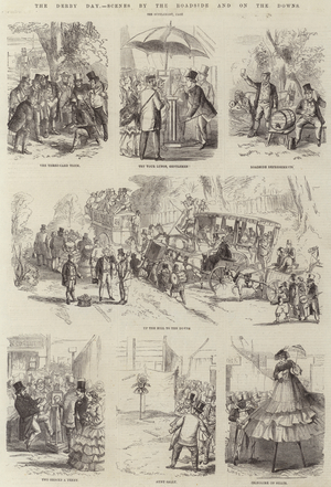 The Derby Day, Scenes by the Roadside and on the Downs (engraving)
