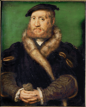 Portrait of a bearded man with fur-coat (painting on oak)