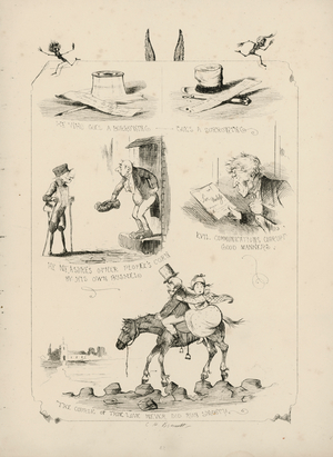Page from Proverbs with Pictures by Charles H Bennett, 1859 (engraving)