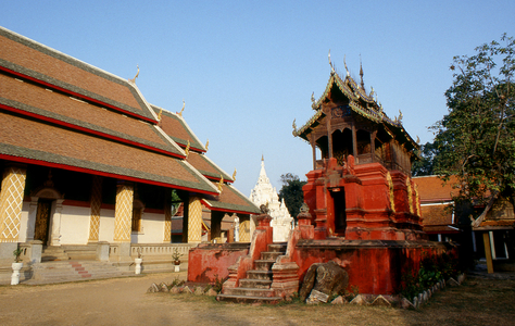 Thailand: Ho Trai or library building at Wat Phrathat Haripunchai, Lamphun, northern Thailand