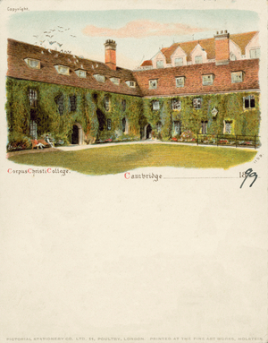 Corpus Christi College in Cambridge, Cambridgeshire (chromolitho)