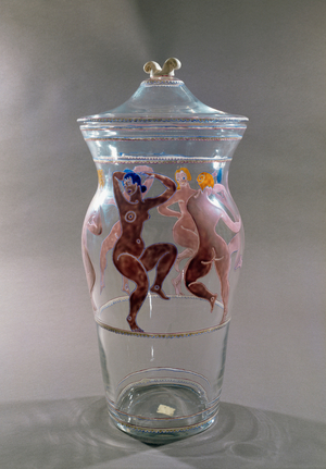Large vase with lid; dancing figures, 1913