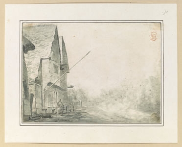 The front of a building.