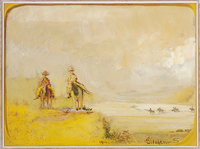 Scouts on Horseback, 1916 (oil on masonite)