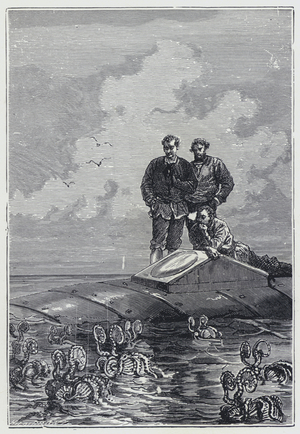 Illustration for Twenty Thousand Leagues Under The Sea by Jules Verne (engraving)