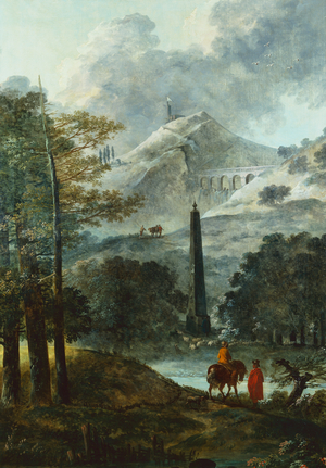 Mountainous Landscape with an Obelisque, 18th century (oil on canvas)