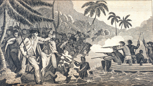 death of Captain James Cook at Kealakekua Bay, Hawaii. Captain James Cook,