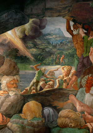 Giants are buried by crashing walls or struck by lightning (fresco)