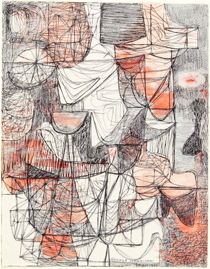 Untitled (Paris), 1952 (pen and black ink, graphite, and w/c on paper)