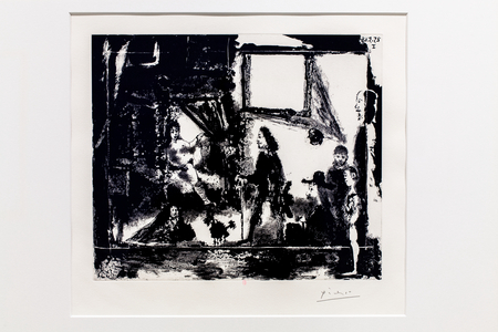 Theater: around Rembrandt, 1968 (sugar aquatint on greased copper)