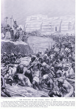 The expulsion of the Hykos, about 1585 BC, c.1920 (litho)