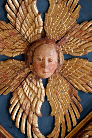 Gallerie dell'Accademia. The ceiling of the First Hall (Sala 1) was made by Marco Cozzi in about 1470. Angel.