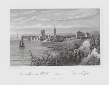 Rein / Rhin / Rhine: Ansicht von Elfeld; Vue d'Elfeld (engraving)