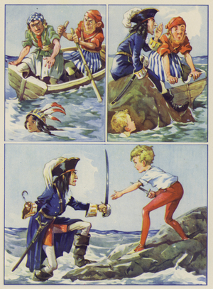 Illustration for J M Barries Peter Pan and Wendy (colour litho)