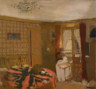 Mme Vuillard Sewing by the Window, rue Truffaut, c.1899 (oil on cardboard laid down on panel)
