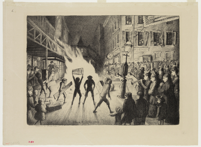 Election Night Bonfire, 1928 (litho)