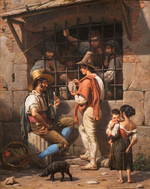 Prison Scene in Rome, 1837 (oil on canvas)