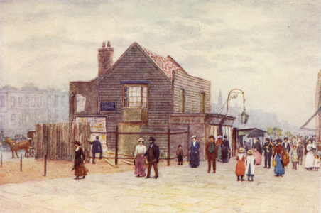Vine Tavern, Mile End, looking West, 1903 (colour litho)