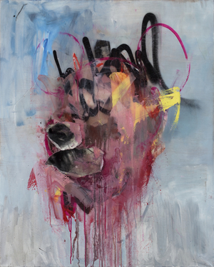 All the colours in my head (oil, charcoal collage & resin on linen)