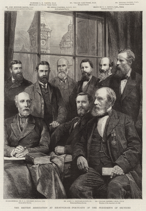The British Association at Birmingham, Portraits of the Presidents of Sections (engraving)