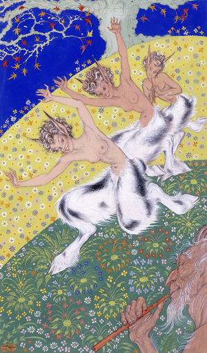 The Faun; La Faune, 1953 (gouache and gold paint)