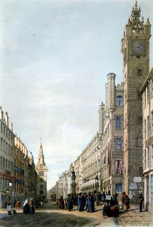 The Tron Gate with the Old Tower of the Tolbooth, Glasgow