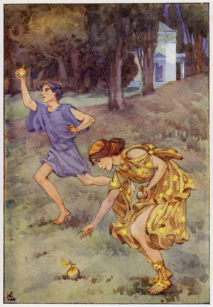 She stopped, and picked up the treasure (colour litho)