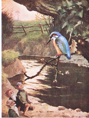 The king of fishers, illustration from Little Grey Men published by Methuen, 1974 (colour litho)