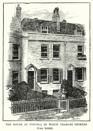 The House at Portsea in which Charles Dickens was Born (engraving)