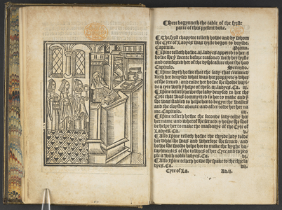 'Begin. Here begynneth the boke of the Cyte of Ladyes the whiche boke is deuyded in to...', by Christine de Pizan