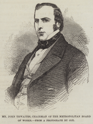 Mr John Thwaites, Chairman of the Metropolitan Board of Works (engraving)