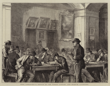 Free Libraries, a Sketch at the Public Library and Museum, Liverpool (engraving)