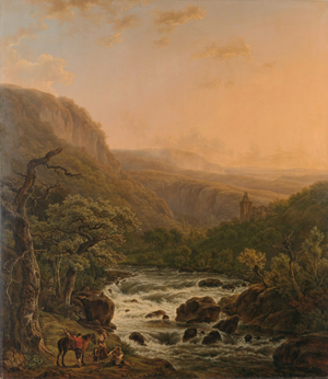 River in the Ardennes at Sunset, 1821 (oil on panel)