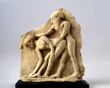 Plaque depicting sexual intercourse between a man and a woman, Middle Bronze Age (terracotta)