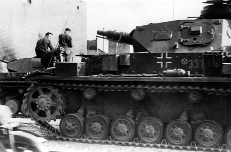 German tanks on the march to Minsk, 1941 (b/w photo)