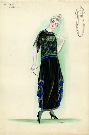 Day dress, Callot Soeurs, 'Indiana', 1915 (pencil & watercolour on paper)