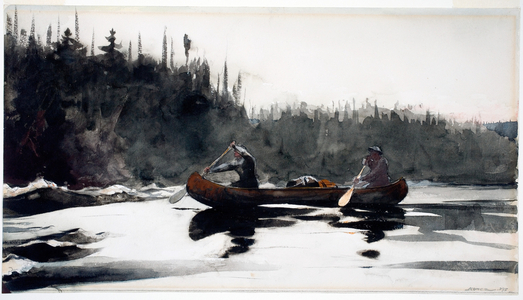 Guides Shooting Rapids, 1895 (w/c & charcoal on paper)