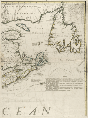 A map of the British and French dominions in America, 1756 (engraving with outline colour on paper)