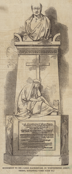 Monument to Sir James Mackintosh, in Westminster Abbey, Theed, Sculptor (engraving)