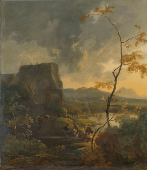 Italian Landscape with Ancient Tempietto, 1649 (oil on canvas)