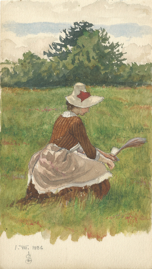 Woman gathering beach grass 1.VIII.1886, 1886 (pencil & w/c on paper)
