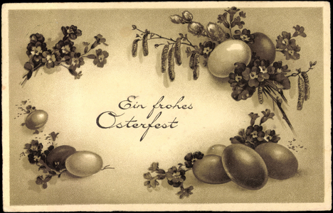 Congratulations Easter, wreath of eggs, willow bibs