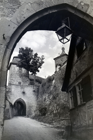 The Klingen Gate in Rothenburg ob der Tauber, Germany 1930s (b/w photo)