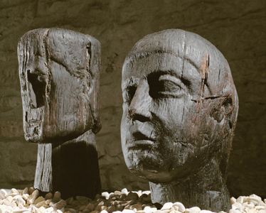 Two wooden heads