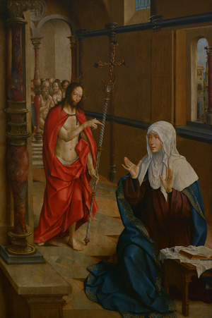 Christ appearing to the Virgin, detail, 1529 (oil on oak panel)