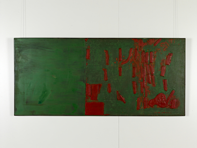 The Dynasty of Colours: Red Mountains, Green Water, 2009 (oil, lacquer & jute on wood)